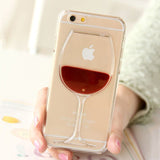 LOVECOM Hot Red Wine Glass Liquid Quicksand Cover For iPhone 5 5S SE 6 6S 7 8 Plus X - Cacey