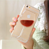 LOVECOM Hot Red Wine Glass Liquid Quicksand Cover For iPhone 5 5S SE 6 6S 7 8 Plus X - Cacey