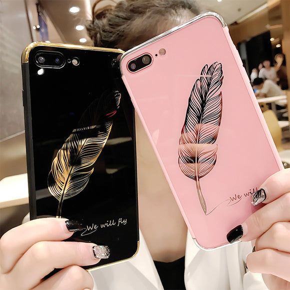 Luxury Quill pen Drop Mirror Pink soft cover case for iphone 6 6S S plus 7 7plus 8 8plus X - Cacey