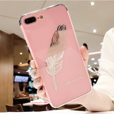 Luxury Quill pen Drop Mirror Pink soft cover case for iphone 6 6S S plus 7 7plus 8 8plus X - Cacey