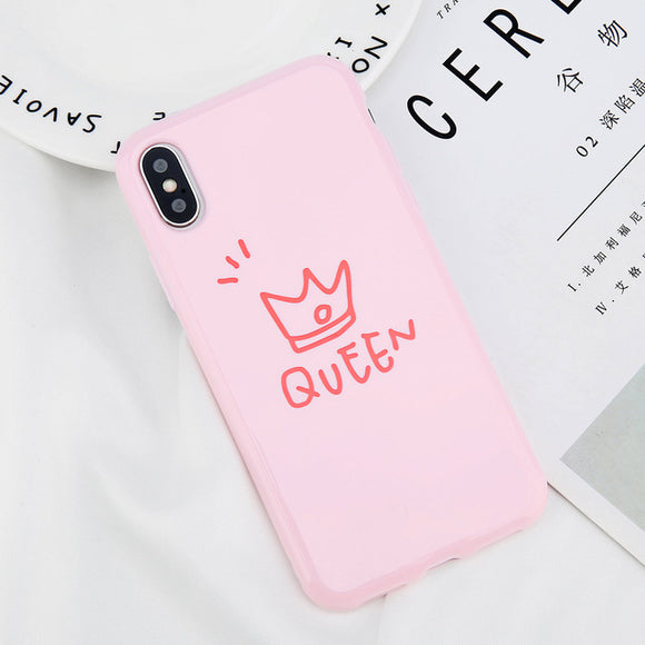 USLION Glossy Crown Phone Case - King | Queen ~ iPhone 7 6s 6 8 Plus - Cacey